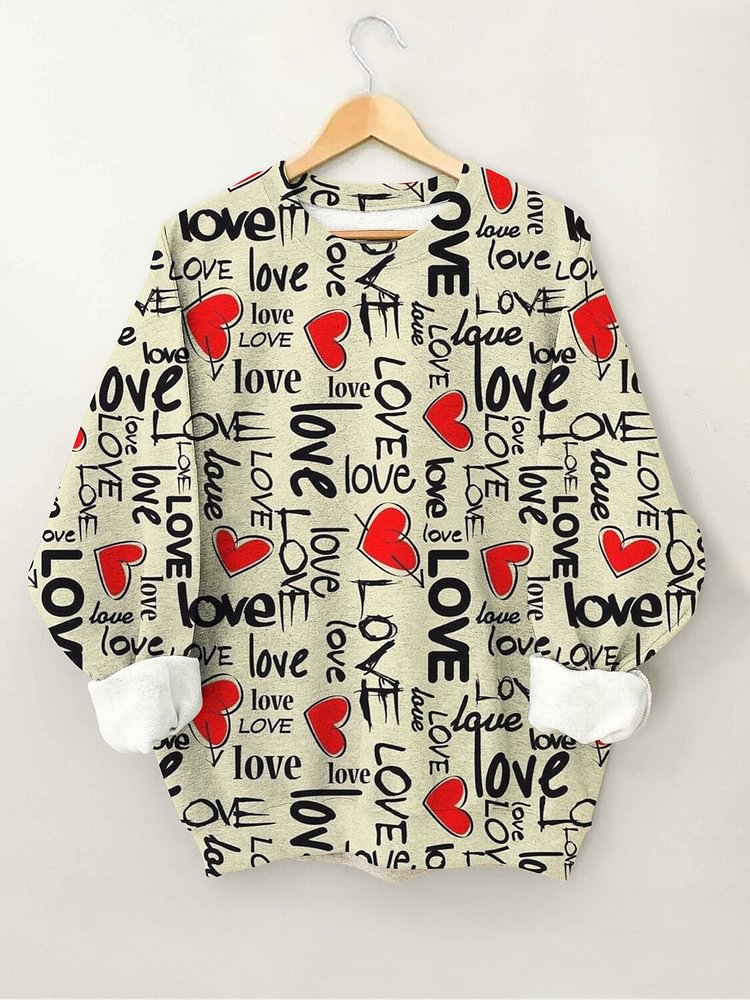 Women's Love Letter Pattern Print Casual Sweatshirt