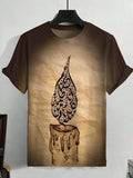 Men's African Calligraphy Candle Art Print Casual T-Shirt
