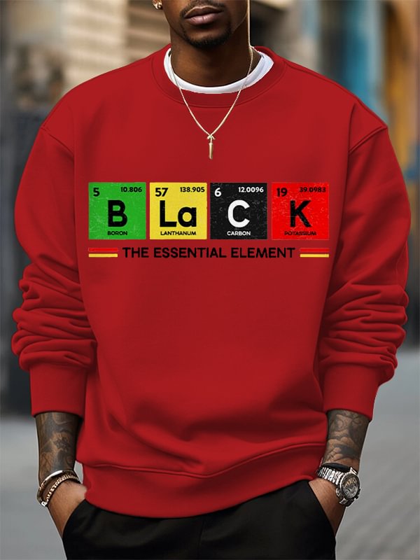 Men's Black The Essential Element Print Cotton Casual Sweatshirt