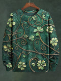 Men's Lucky Clover Vine Art Print Casual Sweatshirt