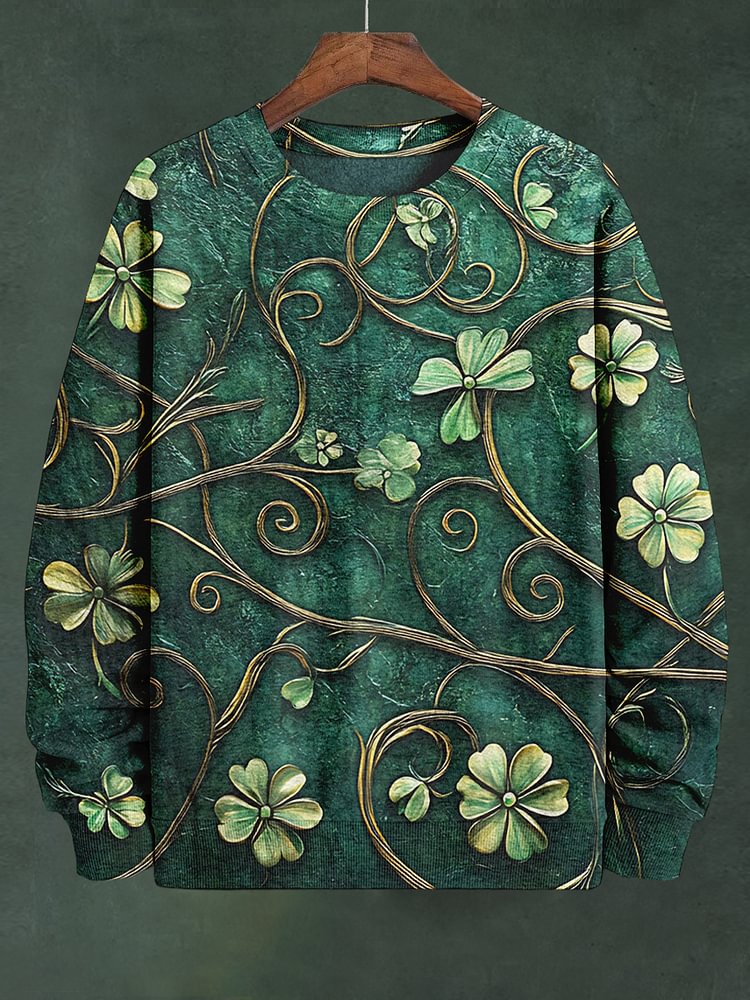 Men's Lucky Clover Vine Art Print Casual Sweatshirt