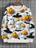 Men's Halloween Bat Ghost Pumpkin Print Casual Sweatshirt