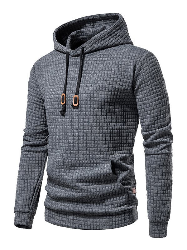 Men's Casual Plain Drawstring Pocket Pullover Hoodie