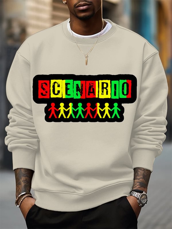 Men's Scenario Hip-Hop Music Pattern Print Cotton Casual Sweatshirt