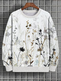 Men's Plant Ink Painting Print Casual Sweatshirt