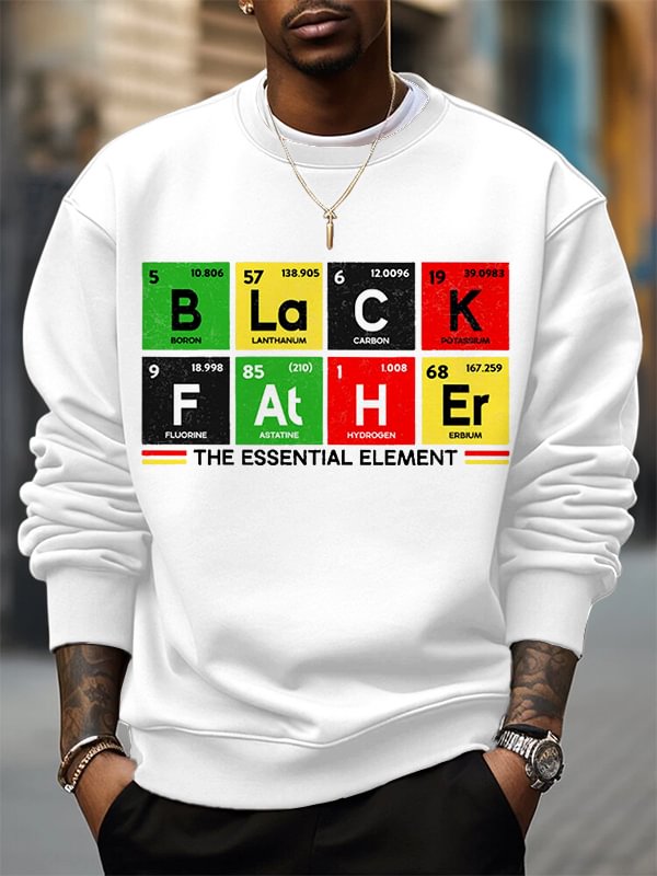 Men's Black Father The Essential Element Print Cotton Casual Sweatshirt