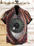Men's Mysterious Eye Pattern Print Short Sleeve Shirt