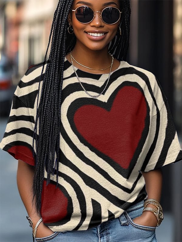 Women's Valentine's Day Love Print Casual T-Shirt