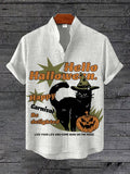 Men's Happy Carnival Be Delighted Cat Pumpkin Hello Halloween Print Shirt