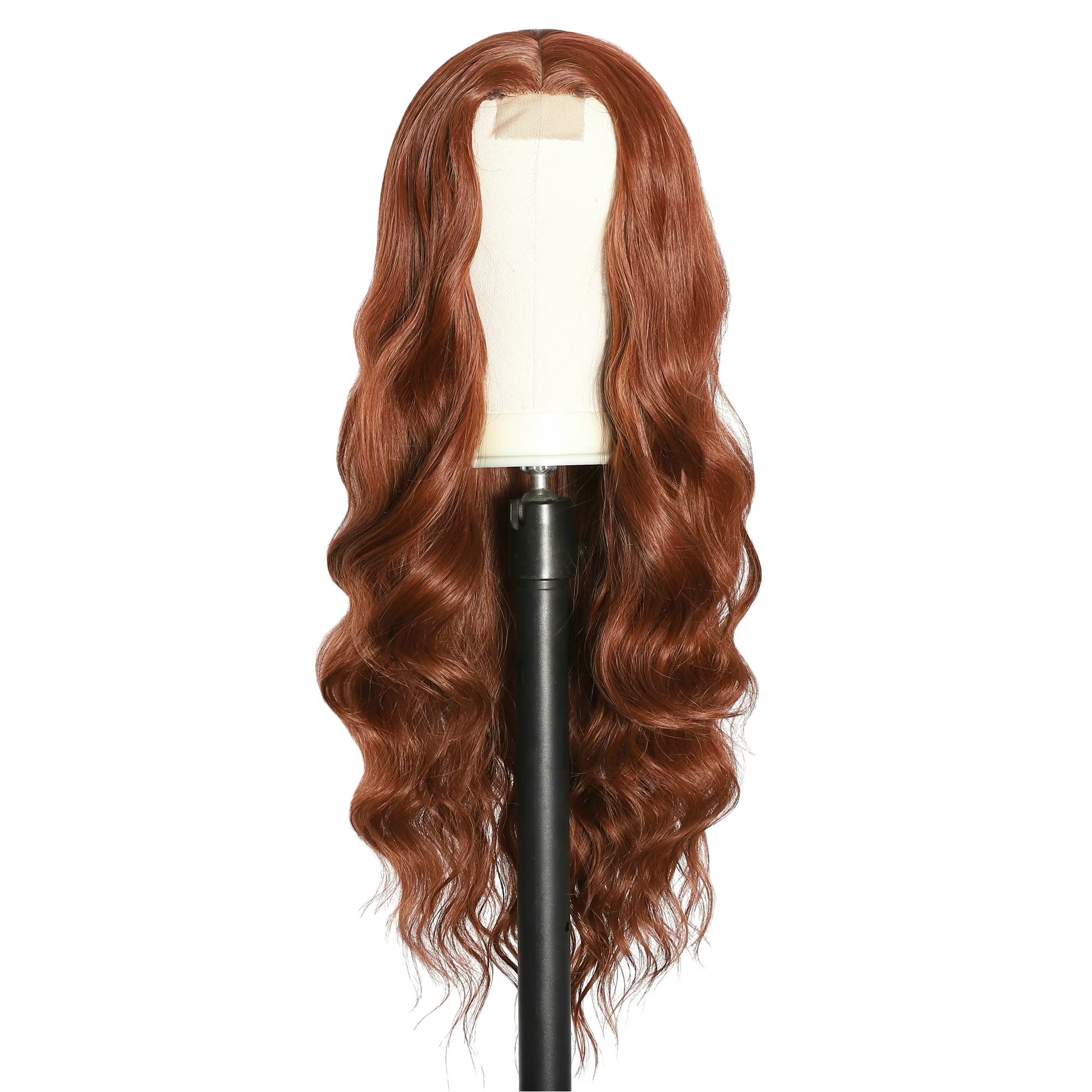 Women  30 inches Long Wavy Front HD Lace Wig with Auburn Synthetic Hair for Women Daily Cosplay Halloween