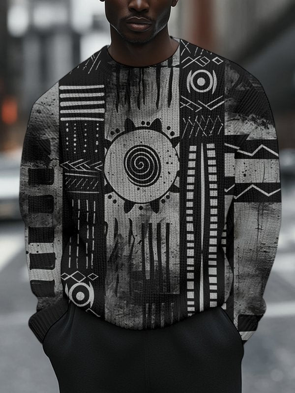 Men's African Culture Abstract Art Print Knit Sweatshirt
