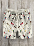 Men's Cute Bird Collector Embroidery Art Print Casual Shorts