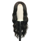 30 inches Long Wavy Front HD Lace Wig with Dark Brown Synthetic Hair for Women Daily Cosplay Halloween