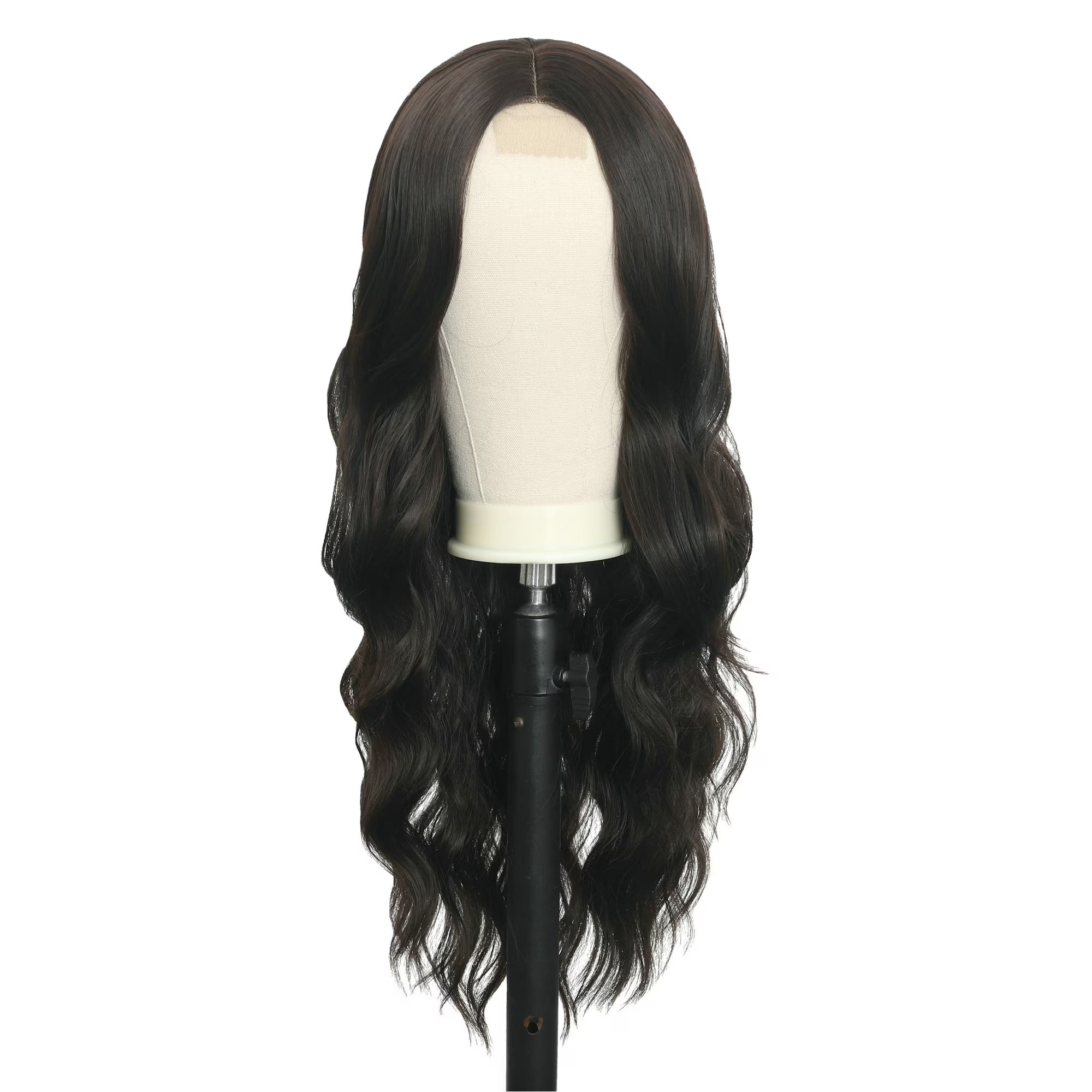 30 inches Long Wavy Front HD Lace Wig with Dark Brown Synthetic Hair for Women Daily Cosplay Halloween