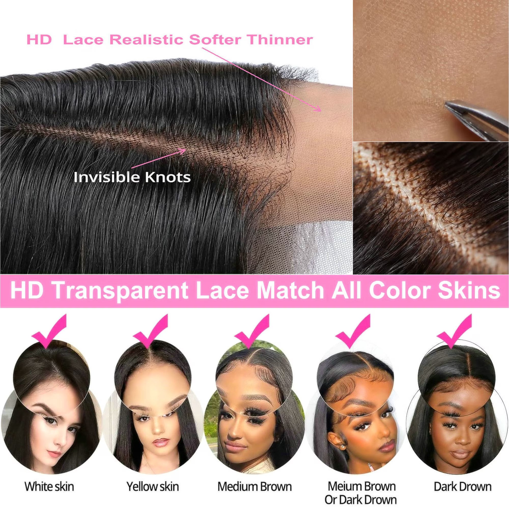 Women 8 inches 100% Human Hair 13x4 Front HD Lace Bob Wig with Pre Plucked Natural Hairline