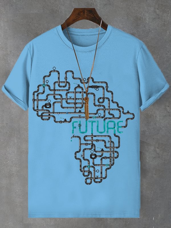 Men's Protecting African Future Map Art Print Cotton Casual T-Shirt