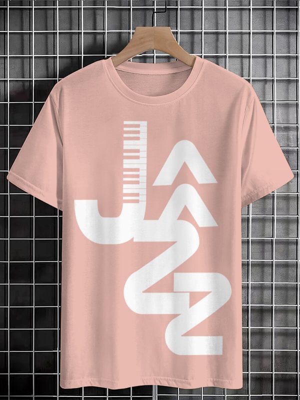 Men's Jazz Musical Keyboard Print Cotton Casual T-Shirt