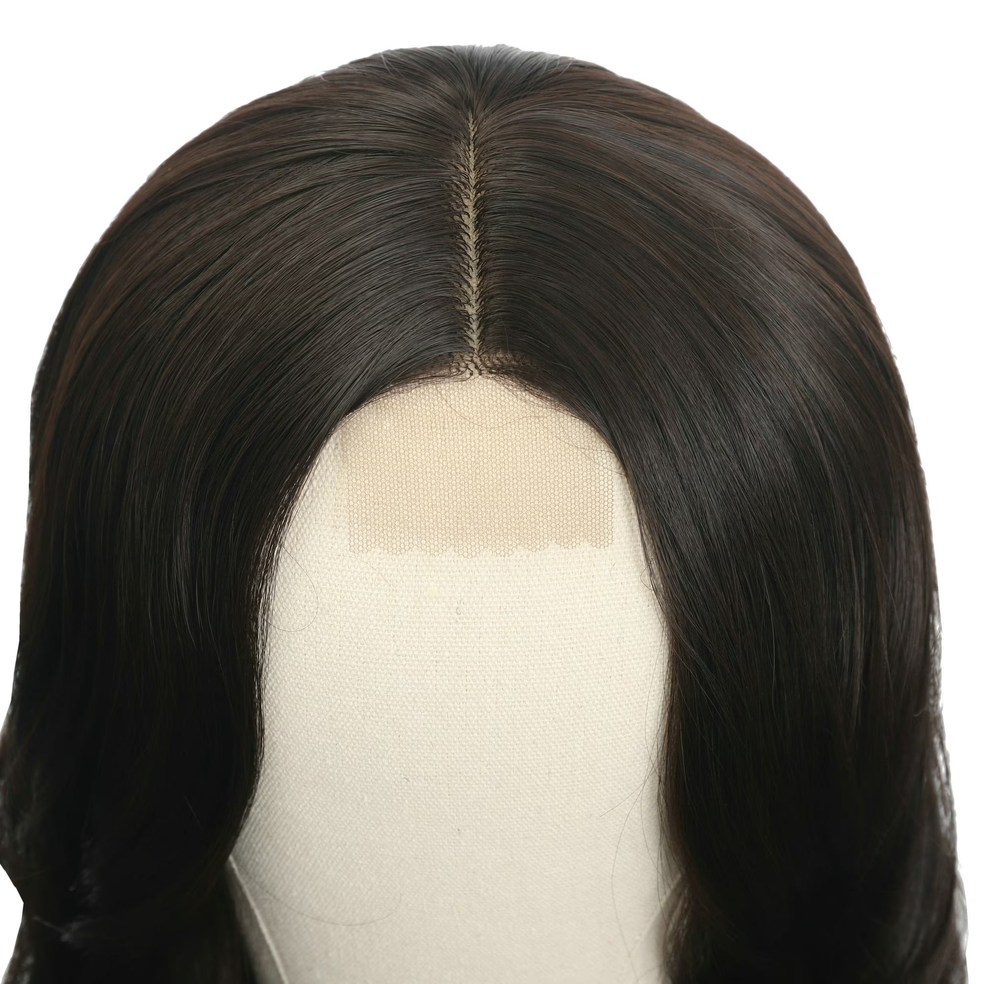 30 inches Long Wavy Front HD Lace Wig with Dark Brown Synthetic Hair for Women Daily Cosplay Halloween