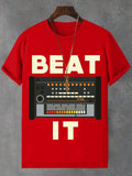 Men's Beat It Vintage Music Art Print Cotton Casual T-Shirt