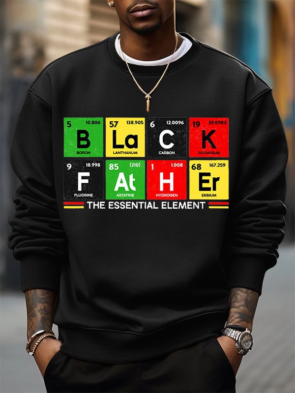 Men's Black Father The Essential Element Print Cotton Casual Sweatshirt