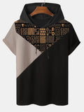 Men's Colorblock Retro African Traditional Patterns Hooded T-Shirt