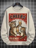 Men's Cheers Friend Art Print Cotton Casual Sweatshirt