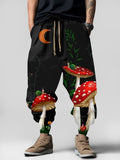 Men's Hippie Moon Mushrooms Art Printed Casual Loose Sweatpants
