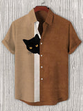 Men's Fun Hide And Seek Black Cat Print Print Casual Shirt