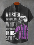 Men's Cool Skeleton Hipster Art Print Casual Shirt