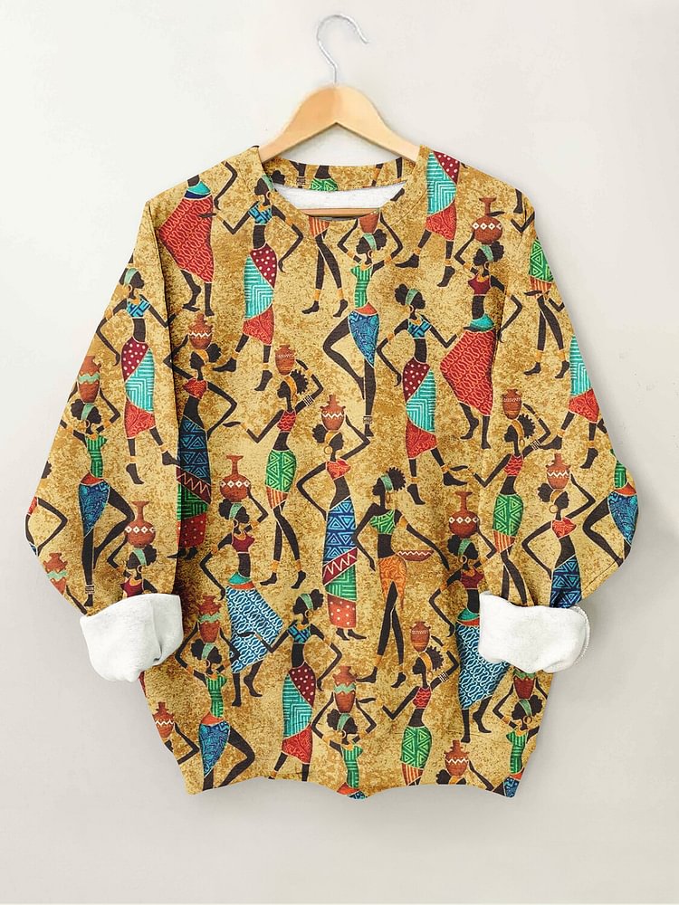 Women's African Ethnic Art Print Casual Sweatshirt