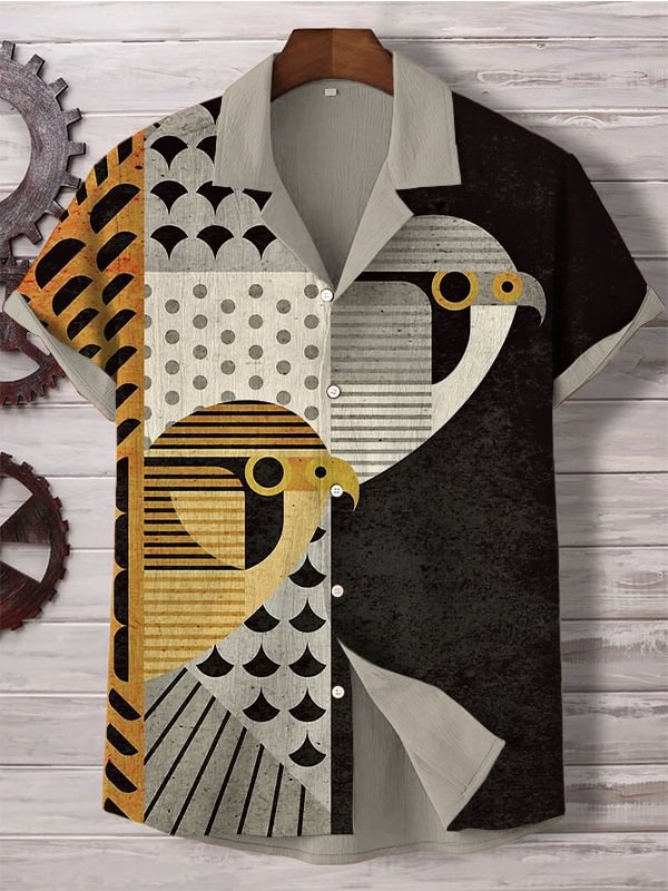 Men's Eurasian Kestrels Art Print Linen Blend Shirt