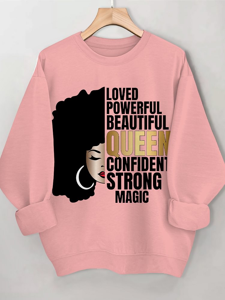 Women's Africa Magic Black Queen Print Cotton Long Sleeve T-Shirt Thin Sweatshirt