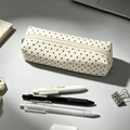 Canvas Polka Dot Pencil Case - Korean Style, Simple, High-Aesthetic Stationery Pouch for Middle/High School Girls