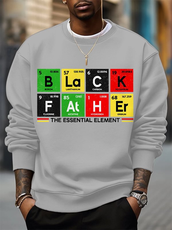 Men's Black Father The Essential Element Print Cotton Casual Sweatshirt
