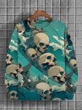 Men's Sea Waves Skulls Dark Art Print Casual Sweatshirt