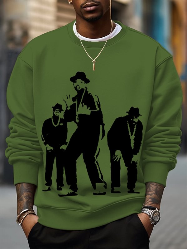 Men's 80s Hip Hop Art Print Cotton Casual Sweatshirt
