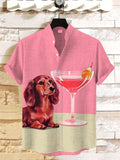 Men's Dachshund And Martini Cocktail Art Print Casual Shirt