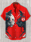 Men's Intelligent Robot Cats Art Graphic Print Short Sleeve Shirt