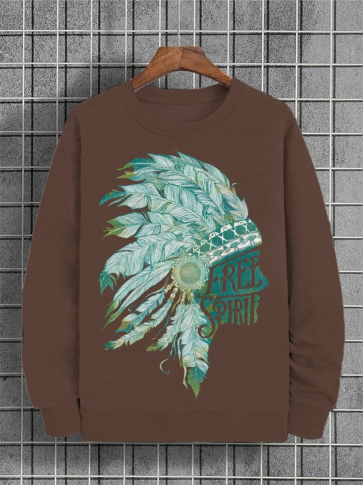 Men's Wild Soul Indians Print Cotton Casual Sweatshirt