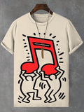 Men's Man Holding Musical Note Print Cotton Casual T-Shirt
