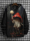 Men's Vintage Dark Mushroom Fly Agaric Art Print Casual Hoodie