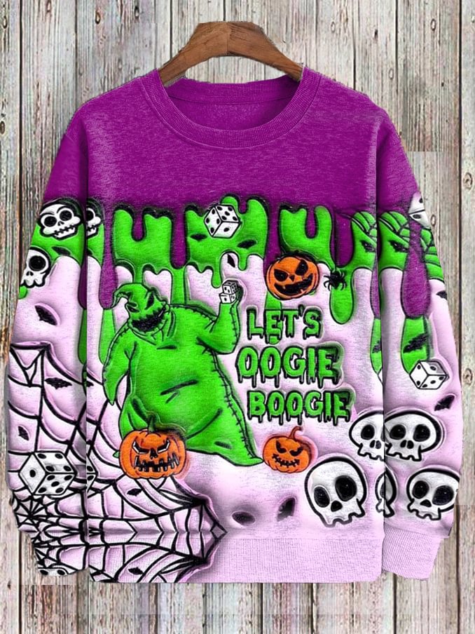 Men's Skull Pumpkin Ghost 3D Expansive Texture Print Casual Sweatshirt