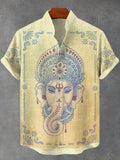 Men's Mystical Wisdom Ganesha Spiritual Art Linen Blend Shirt