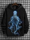 Men's Octopus Art Print Hooded Sweatshirt