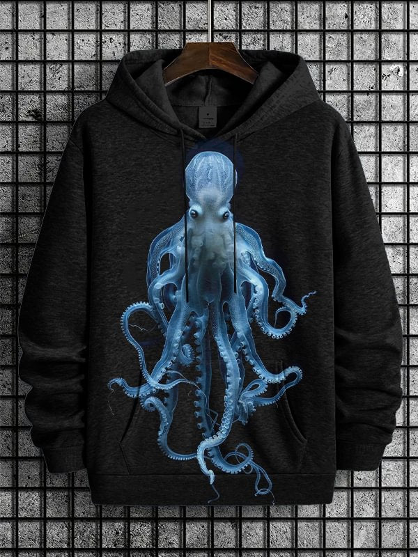 Men's Octopus Art Print Hooded Sweatshirt