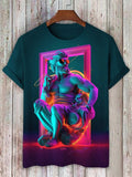 Men's Three-dimensional Sculpture Hip-hop Illustration Print Casual T-Shirt