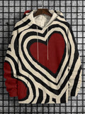 Men's Valentine's Day Love Print Casual Hoodie
