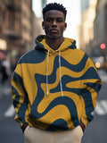 Men's Abstract Art Wavy Print Casual Hoodie