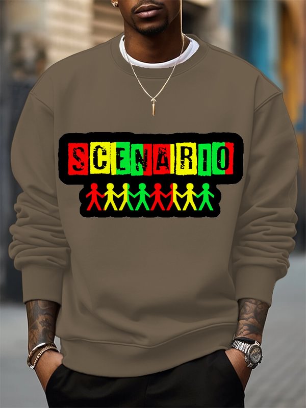 Men's Scenario Hip-Hop Music Pattern Print Cotton Casual Sweatshirt