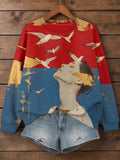 Women's Woman and Seagulls Art Print Cozy Sweatshirt
